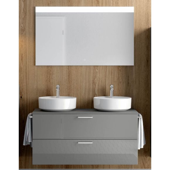 Nobilia Badmöbel-Set, Doppelwaschplatz mit Aufsatzwaschbecken, 120 cm