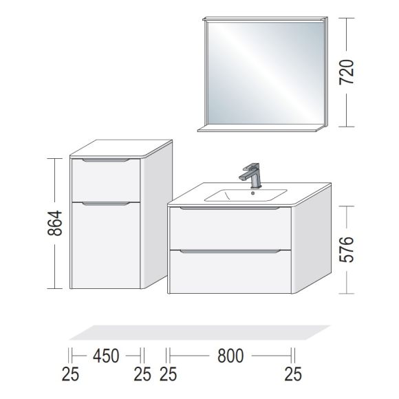 Nobilia LINE-N Badmöbel-Set, 80 cm