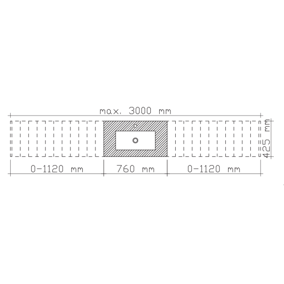 Pelipal PCON Krion-Waschtisch, 135 cm 