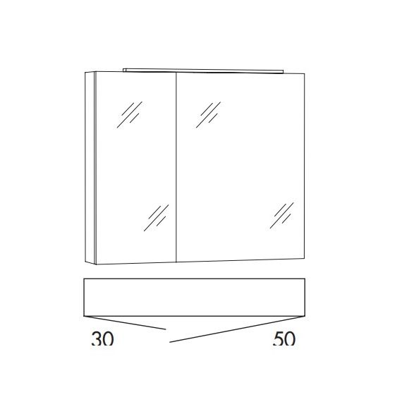 Marlin 3350idea Spiegelschrank, inkl. Aufbauleuchte, Anschlag rechts, 80 cm