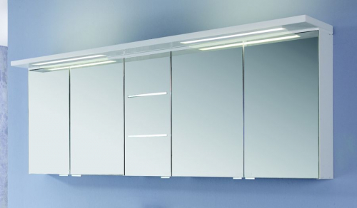 Spiegelschrank-Set, gerade Gesimsboden, LED-Lichtfenster, 180 cm