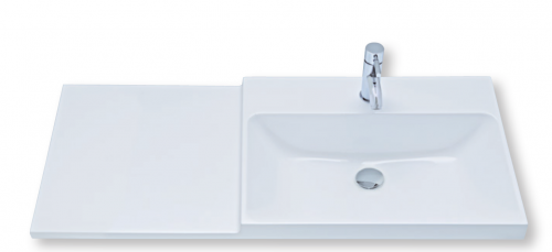 Mineralmarmor-Waschtisch, Ablage links, 100 cm
