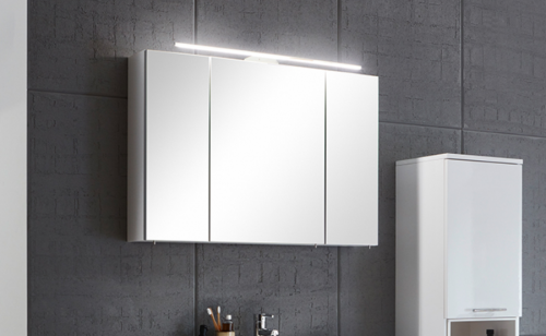 Spiegelschrank mit 3 Spiegeltüren inklusiv LED-Aufbauleuchte, 100 cm
