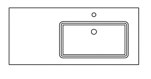 Mineralmarmor-Waschtisch, Becken rechts, Ablage links, 113 cm
