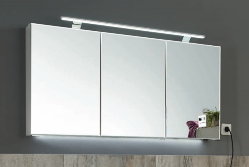 Spiegelschrank mit LED-Aufbauleuchte, 140 cm