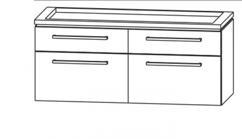 Waschtischunterschrank  für Doppelwaschtisch, 4 Abteile, 120 cm