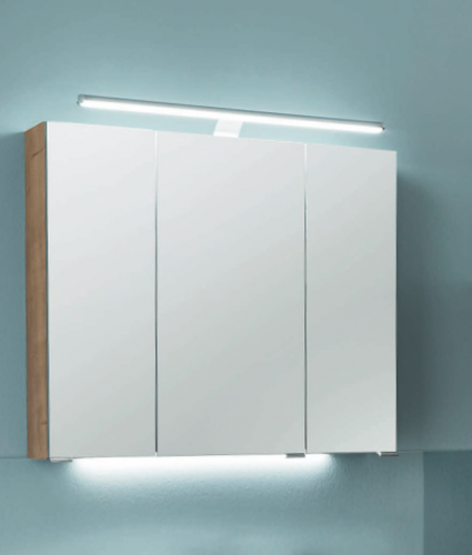 Spiegelschrank mit LED-Aufbauleuchte, 90 cm