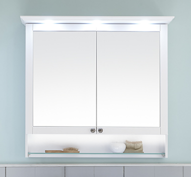 Spiegelschrank mit beleuchteten offenen Fach, 90 cm