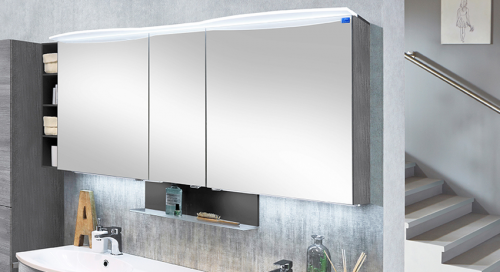Spiegelschrank mit LED-Acryloberboden, 150 cm