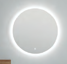 Funktionsspiegel rund mit umlaufendem LED-Effektlicht,  Touch-Schalter in der Spiegelfläche, 70 cm