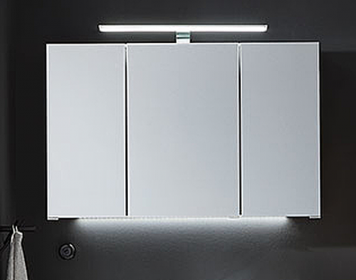 Spiegelschrank mit LED-Aufbauleuchte, 100 cm