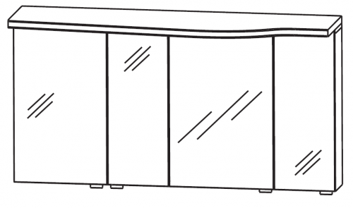 Spiegelschrank-Set, geschwungene Ausführung links, 120 cm