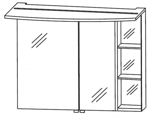 2D-Spiegelschrank mit LED-Flächenleuchte, 90 cm