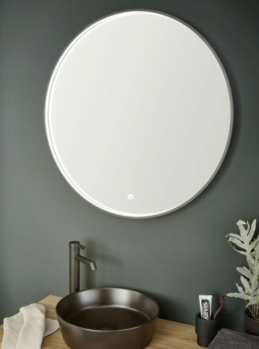 2 x Flächenspiegel rund mit Spiegelheizung & LED-Beleuchtung, 80 cm breit