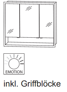 Einbauspiegelschrank mit  LED-Alurahmen, 95 cm