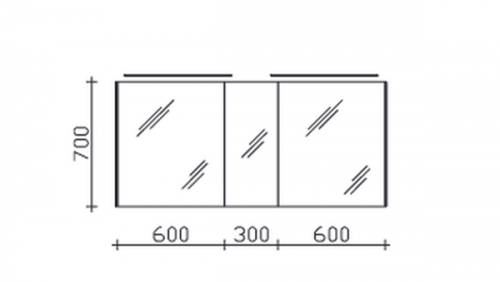 Spiegelschrank inkl. 2 LED-Aufsatzleuchten, 152 cm