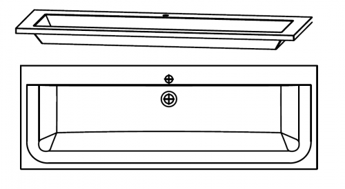 Glaswaschtisch, Optiwhite, 140 cm