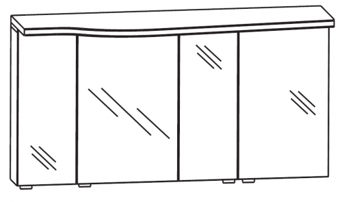 Spiegelschrank-Set, geschwungene Ausführung rechts,120 cm