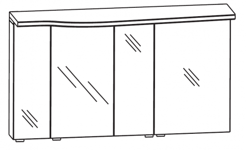 Spiegelschrank-Set, geschwungene Ausführung rechts, 140 cm