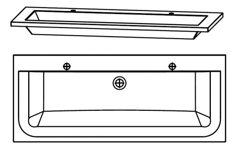 Glaswaschtisch für Doppelwaschplatz, Optiwhite, 120 cm