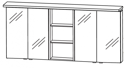 Spiegelschrank-Set 2, gerader Gesimsboden, Regal, 180 cm