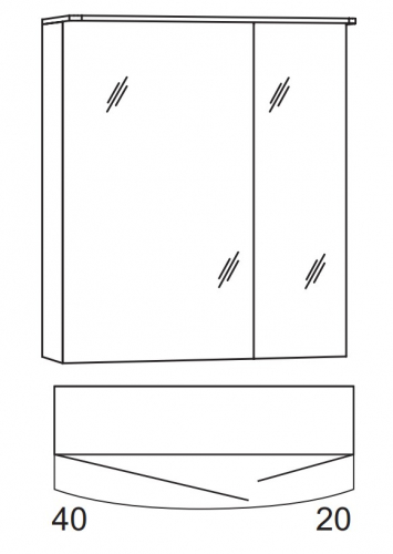 Spiegelschrank mit Acryloberboden , 60 cm