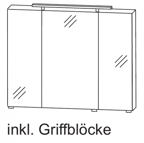 Spiegelschrank mit LED-Aufbauleuchte, 100 cm