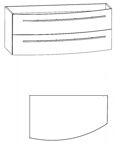 Waschtischunterschrank, Verjüngung rechts, 120 cm