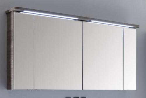 Spiegelschrank inkl. LED-Streifen im Kranz, 152 cm, Steckdose INNEN