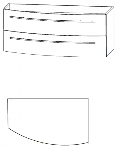 Waschtischunterschrank, Verjüngung links, 120 cm