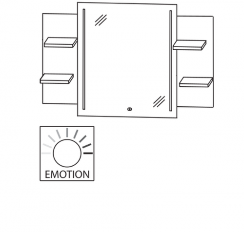 Flächenspiegel mit 2 Holzablagen, Touch LED-Dimmer, 120 cm