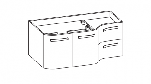 Waschtischunterschrank, 2 Auszüge, 2 Drehtüren, 120 cm