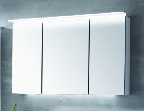 Spiegelschrank mit LED-Flächenleuchte im Kranz, für Einzelwaschtisch, 120 cm