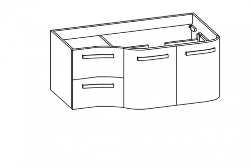 Waschtischunterschrank, 2 Auszüge, 2 Drehtüren, 120 cm