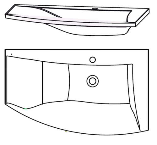 Mineralguss-EVERMITE Waschtisch mit Ablage, 90 cm