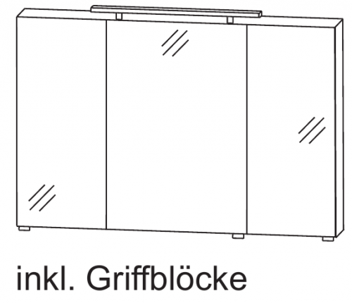 Spiegelschrank mit LED-Aufbauleuchte, 120 cm