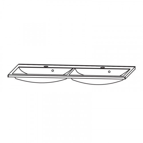 Doppel-Glaswaschtisch optiwhite, 121 cm