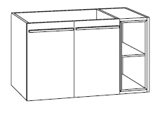Waschtisch-Unterschrank 2 Türen, 1 Einschubregal rechts, 80 cm