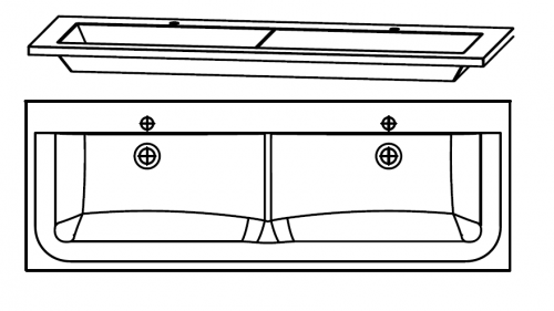 Glaswaschtisch für Doppelwaschplatz, Optiwhite matt, 160 cm