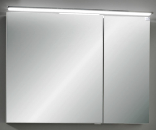 Spiegelschrank mit LED-Aufsatzleuchte, Lichtfarben dimmbar und regelbar, 90 cm