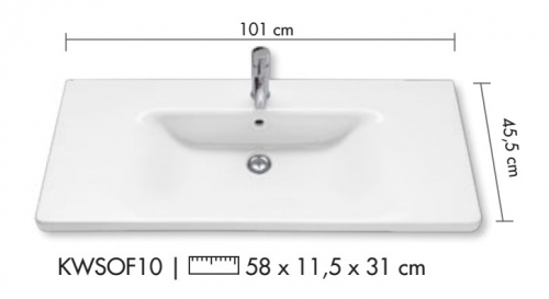 Keramik-Waschtisch in weiß alpin glanz,  101 cm