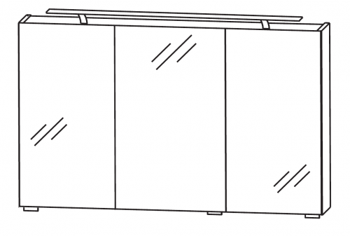 Spiegelschrank mit Facettenschliff, LED-Aufbauleuchte, 120 cm