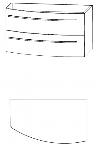 Waschtischunterschrank, Verjüngung links, 90 cm