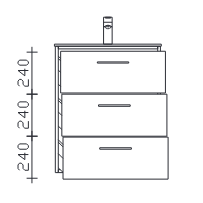 Waschtischunterschrank, 3 Auszüge, 59 cm