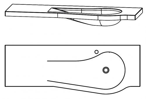 Glaswaschtisch, Optiwhite, links, 140 cm