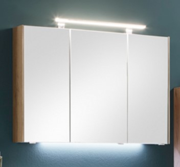 Spiegelschrank mit LED-Aufbauleuchte, 100 cm