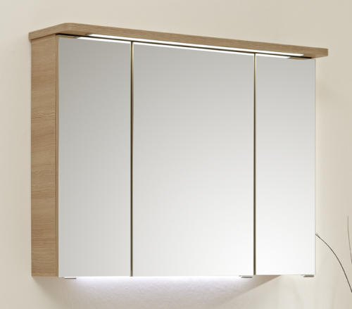 Spiegelschrank mit LED-Streifen im Kranz, 98 cm