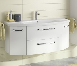 Waschtischunterschrank, Weiß Hochglanz, 140 cm