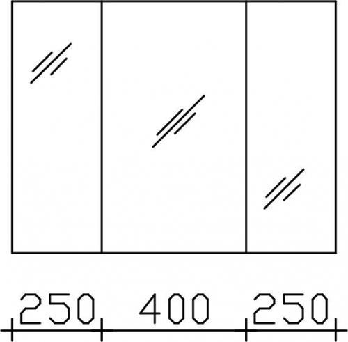 Spiegelschrank, 3 Doppelspiegeltüren, H70, T16 B90 cm