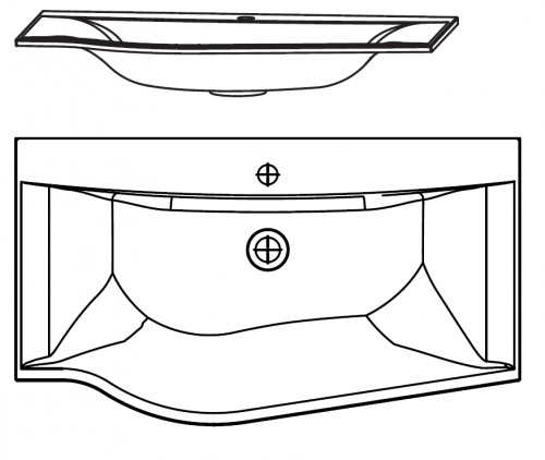 Mineralguss Waschtisch, evermite,  rechts, 90 cm